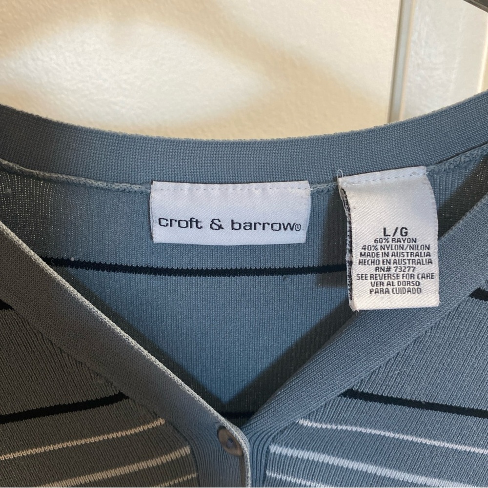 Croft & Barrow Gray and‎ Black Striped Cardigan - Picture 2 of 5